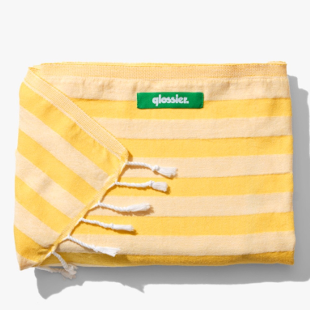 BNIB GLOSSIER LIMITED EDITION Yellow Striped 100%Cotton Towel-2024Summer capsule